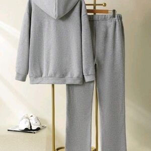 Gray Women's Track Pants & Hoodie Stack Set
